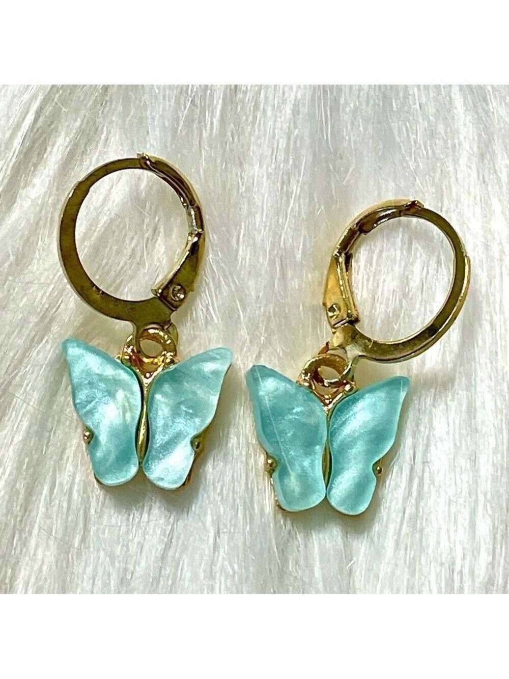Earrings Butterfly Dangle Light Blue Women Girls Teens